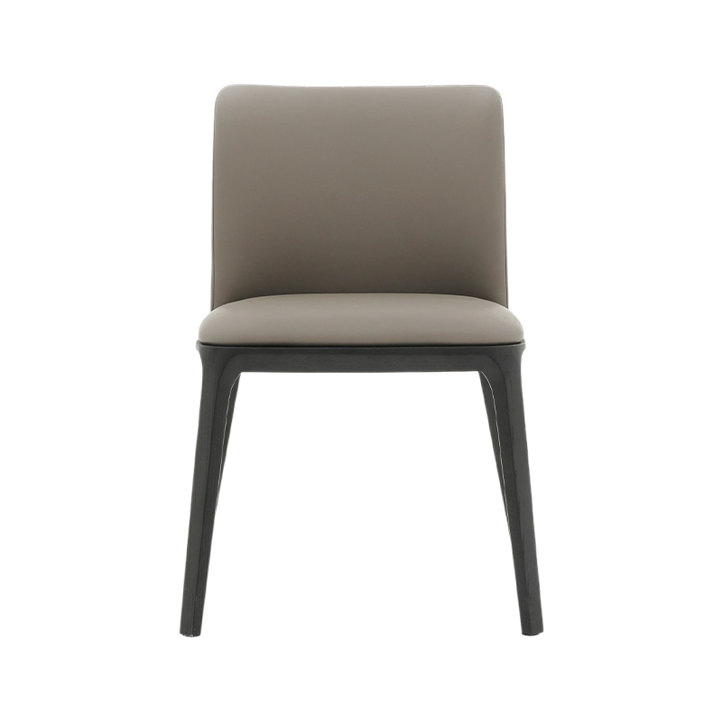 How does brown dining chair enhance the warmth of the restaurant?