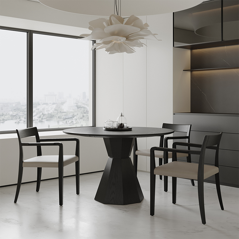How does a round table interpret the harmonious beauty of a home space?